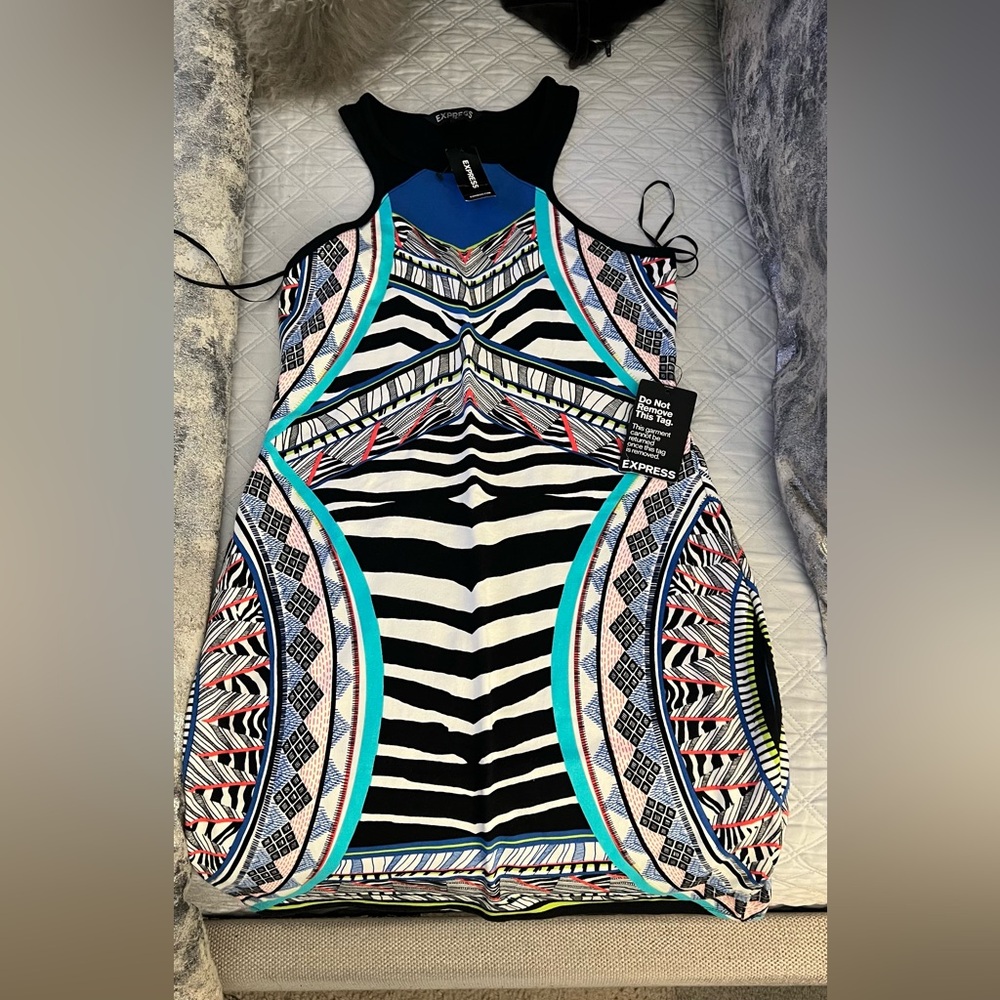 Express Multicolor Geometric Pattern Dress - Picture 2 of 6